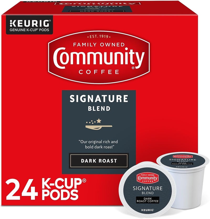 Community Coffee Signature Blend 24 Count Coffee Pods, Dark Roast, Compatible with Keurig 2.0 K-Cup Brewers, 24 Count (Pack of 1) - Image 1